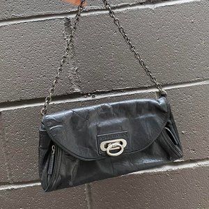 leather Y2K bag with chrome chain strap & hardware